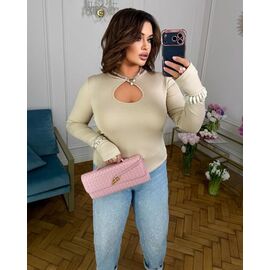 Фотография Свитер женский 1726 beige р.50-56 "BONJOUR" недорого оптом от прямого поставщика