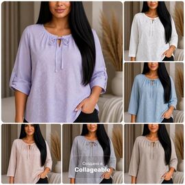 Фотография Блузка женская летняя 26028 grey р.52-54 "Elena&Vika" недорого оптом от прямого поставщика