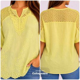 Фотография Блузка женская летняя 26032 yellow р.50-56 "Elena&Vika" недорого оптом от прямого поставщика