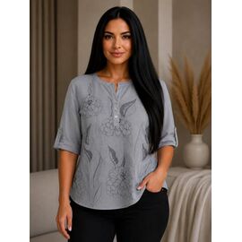 Фотография Блузка женская летняя 26043 grey р.52-56 "Elena&Vika" недорого оптом от прямого поставщика