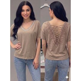 футболка жіноча 26112 d.beige р.46-52 "Elena&Vika" недорого оптом від прямого постачальника