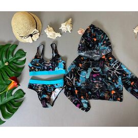 Комплект дитячий на дівчинку 0635 black-l.blue р.32-40 "DFK" недорого оптом від прямого постачальника