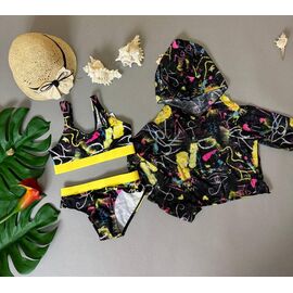 Комплект дитячий на дівчинку 0635 black-yellow р.32-40 "DFK" недорого оптом від прямого постачальника