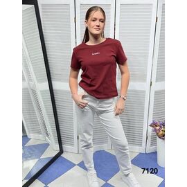 Фотография Футболка женская 7120 wine р.42-48 "LOOK" недорого оптом от прямого поставщика