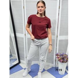 Фотография Футболка женская 7119 wine р.42-48 "LOOK" недорого оптом от прямого поставщика