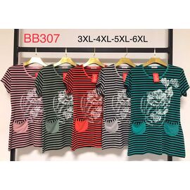 Фотография Футболка женская BB307 mix р.3XL-6XL "Hoan" недорого оптом от прямого поставщика