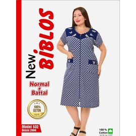 Фотография Халат женский 532-2984 white-navy р.4XL-9XL "Cotpark" недорого оптом от прямого поставщика
