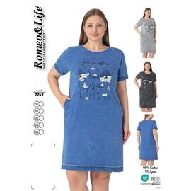 Фотография Платье летнее женское 7762 blue р.2XL-6XL "Cotpark" недорого оптом от прямого поставщика