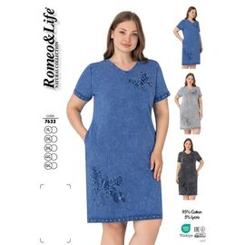 Фотография Платье летнее женское 7633 blue р.XL-5XL "Cotpark" недорого оптом от прямого поставщика