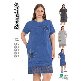 Фотография Платье летнее женское 7858 blue р.2XL-6XL "Cotpark" недорого оптом от прямого поставщика