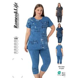 Фотография Костюм женский 6183 navy р.2XL-6XL "Cotpark" недорого оптом от прямого поставщика