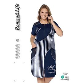 Фотография Халат женский 7521 navy р.2XL-6XL "Cotpark" недорого оптом от прямого поставщика
