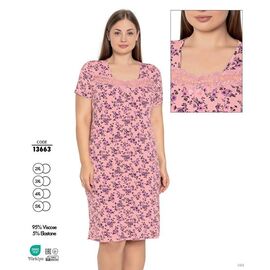 Фотография Ночнушка женская 13663 pink р.2XL-5XL "Cotpark" недорого оптом от прямого поставщика