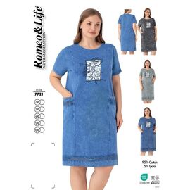Фотография Платье летнее женское 7721 blue р.2XL-6XL "Cotpark" недорого оптом от прямого поставщика