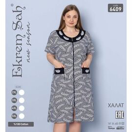 Фотография Халат женский 6409 l.grey р.2XL-5XL "Cotpark" недорого оптом от прямого поставщика