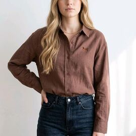 Сорочка жіноча 3566 brown р.M-XL "Kosta" недорого оптом від прямого постачальника