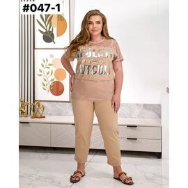 Фотография Футболка женская 047-1 beige р.52-56 "ZLATA" недорого оптом от прямого поставщика