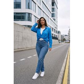 Сорочка жіноча 1101 blue р.42-46 "Kosta" недорого оптом від прямого постачальника