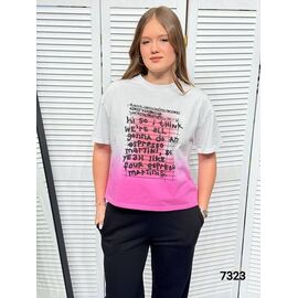 футболка жіноча 7323 white-pink р.one size "LOOK" недорого оптом від прямого постачальника