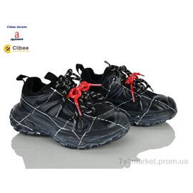 Фотография Кроссовки детские модные Весна/осень A2990 black фліс (7 пар р.31-37) "Clibee-Doremi" недорого оптом от прямого поставщика