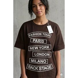 Фотография Футболка женская 400-2 brown р.4XL-5XL "Newe" недорого оптом от прямого поставщика