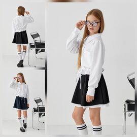 Фотография Блузка детская на девочку MD08 white р.134-158 "Moda school" недорого оптом от прямого поставщика