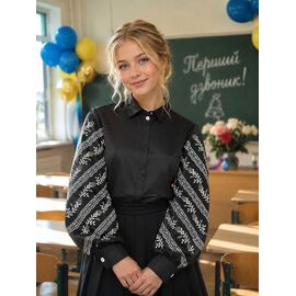 Фотография Рубашка детская на девочку MD39 black р.146-164 "Moda school" недорого оптом от прямого поставщика