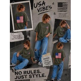 Фотография Футболка детская на девочку KR803 khaki р.34-42 "Karolina" недорого оптом от прямого поставщика