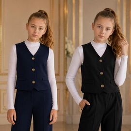 Фотография Жилетка детская на девочку KR824 navy р.34-42 "Karolina" недорого оптом от прямого поставщика