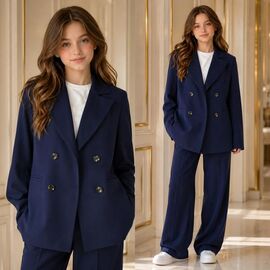 Піджак дитячий на дівчинку KR832 navy р.32-42 "Karolina" недорого оптом від прямого постачальника