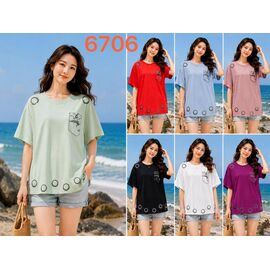 Фотография Футболка женская 6706 mix р.XL-4XL "VERJINIA" недорого оптом от прямого поставщика