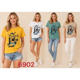 Фотография Футболка женская 6902 yellow р.S-2XL "VERJINIA" недорого оптом от прямого поставщика