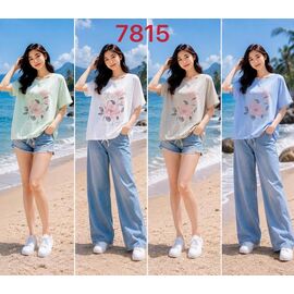 Фотография Футболка женская 7815 mint р.XL-4XL "VERJINIA" недорого оптом от прямого поставщика