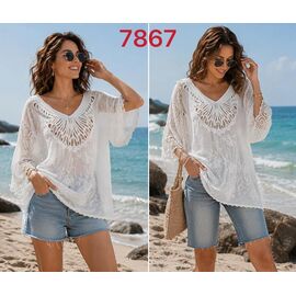 Фотография Блузка женская летняя 7867 white р.XL-3XL "VERJINIA" недорого оптом от прямого поставщика