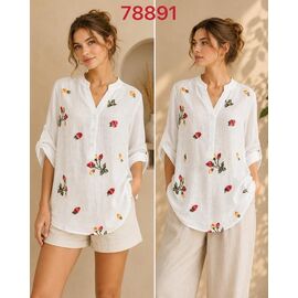Фотография Рубашка женская летняя 78891 white р.XL-5XL "VERJINIA" недорого оптом от прямого поставщика