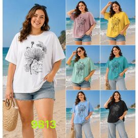 Фотография Футболка женская 9813 mix р.6XL-7XL "VERJINIA" недорого оптом от прямого поставщика