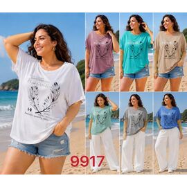 Фотография Футболка женская 9917 mix р.7XL-8XL "VERJINIA" недорого оптом от прямого поставщика