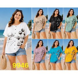 Фотография Футболка женская 9946 mix р.50-56 "VERJINIA" недорого оптом от прямого поставщика