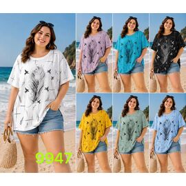 Фотография Футболка женская 9947 mix р.7XL-8XL "VERJINIA" недорого оптом от прямого поставщика