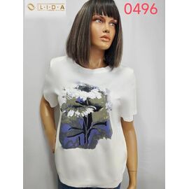 Фотография Футболка женская 0496 white р.52-62 "LIDA" недорого оптом от прямого поставщика