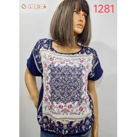 Фотография Футболка женская 1281 navy р.52-62 "LIDA" недорого оптом от прямого поставщика