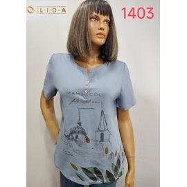 Фотография Футболка женская 1403 l.blue р.52-62 "LIDA" недорого оптом от прямого поставщика