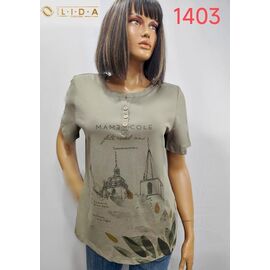 Фотография Футболка женская 1403 olive р.52-62 "LIDA" недорого оптом от прямого поставщика