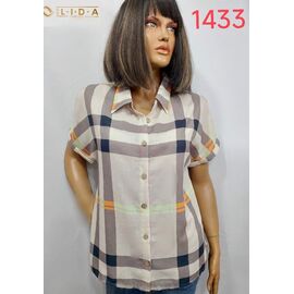 Сорочка жіноча літня 1433 beige р.52-62 "LIDA" недорого оптом від прямого постачальника