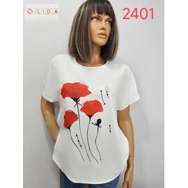 Фотография Футболка женская 2401 white-red р.52-62 "LIDA" недорого оптом от прямого поставщика