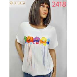 Фотография Футболка женская 2418 white р.52-62 "LIDA" недорого оптом от прямого поставщика