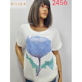 Фотография Футболка женская 2426 white-l.blue р.52-62 "LIDA" недорого оптом от прямого поставщика