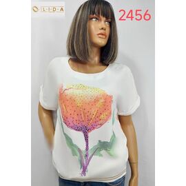 Фотография Футболка женская 2426 white-orange р.52-62 "LIDA" недорого оптом от прямого поставщика