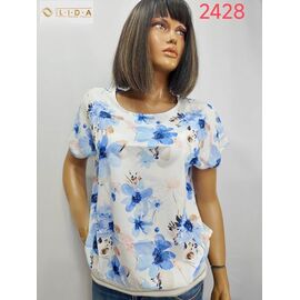 Фотография Футболка женская 2428 white-l.blue р.52-62 "LIDA" недорого оптом от прямого поставщика