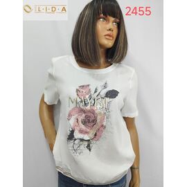 Фотография Футболка женская 2455 white р.52-62 "LIDA" недорого оптом от прямого поставщика